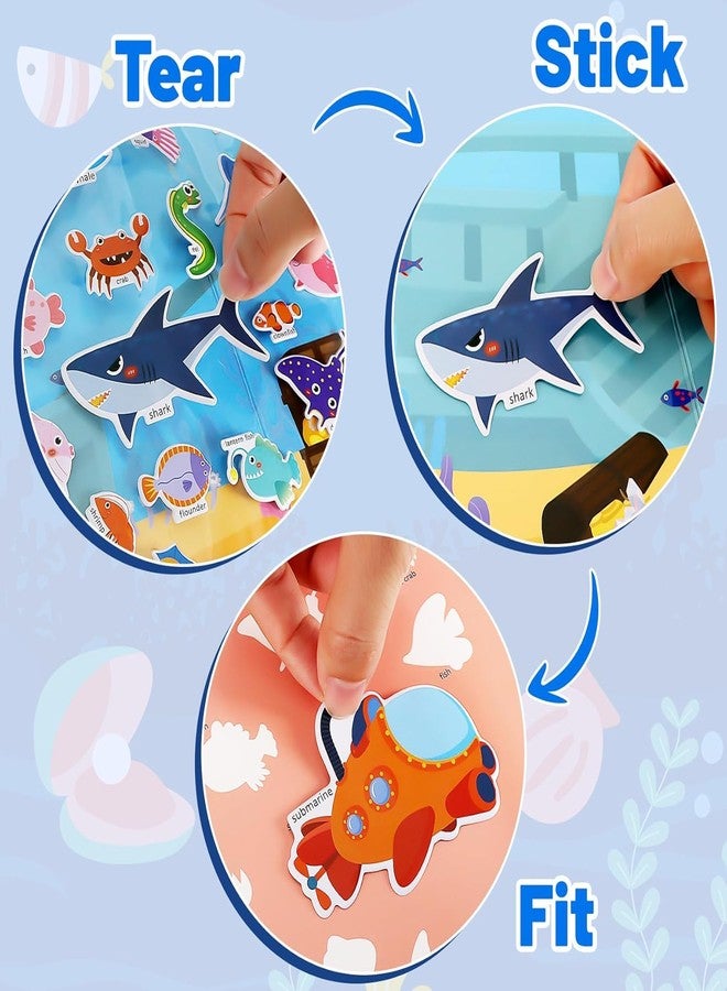 Slipps Reusable Sticker Books for Kids - Cute Waterproof Sticker for Toddler 2-6 Year Old Fun Travel Toys Learning Activities Girl Boy Gift Birthday Party Play Set (Vehicles+Ocean+Space) Pack of 3 - Image 2